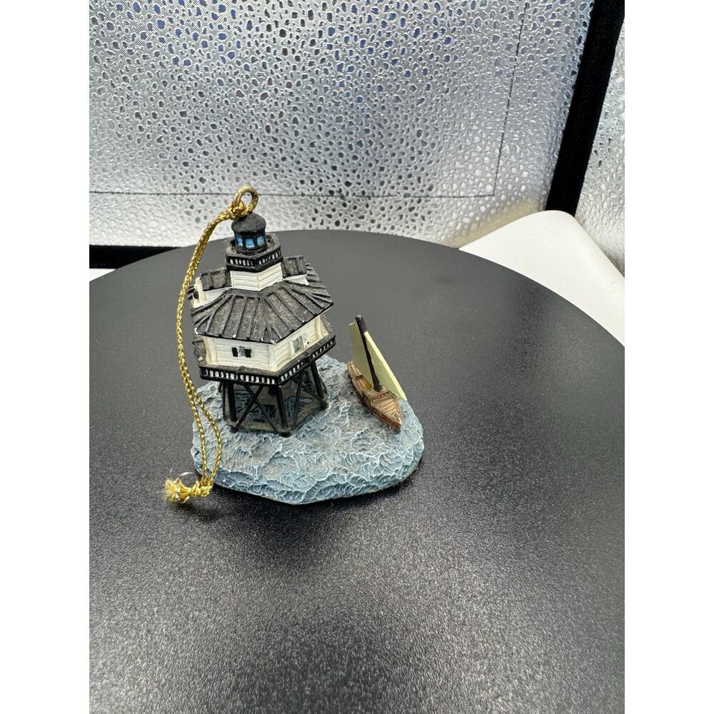 Harbour Lights Middle Bay Alabama Ornament 1998 Lighthouse Sailboat - Picture 2 of 6